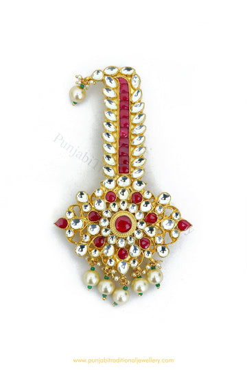 Gold Finished Ruby Kundan Kalgi | Punjabi Traditional Jewellery Exclusive